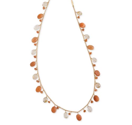 14K yellow gold JA x FTA Peach Moonstone, Faceted Sunstone, Rutilated Quartz Shaker necklace